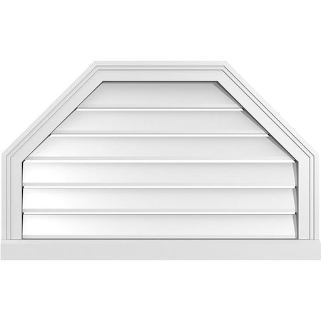 Ekena Millwork Octagonal Top Surface Mount PVC Gable Vent w/ 2"W x 2"P Brickmould Sill Frame, 32"W x 20"H GVPOT32X2003SF